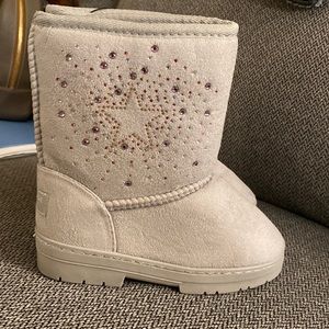 Rampage Girls Grey Faux Boots with rhinestones